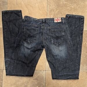 Vintage Y2K Machine Nouvelle Mode Embellished Distressed Denim Jeans